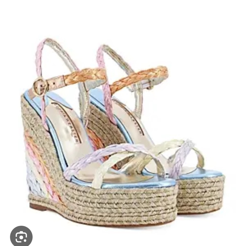 SOPHIA WEBSTER Ines Espadrille Wedge Platform -Metallic/Rainbow IT 40 New no Box
